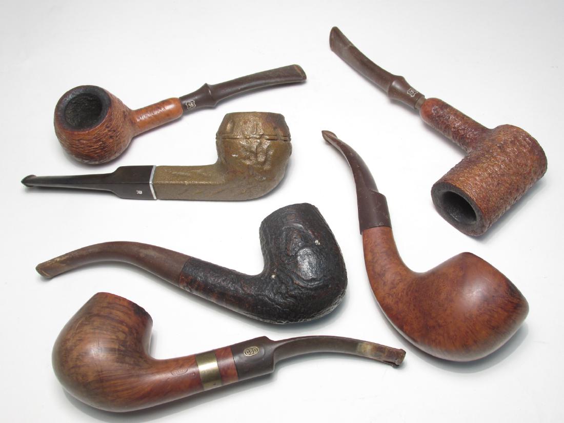 SIX VINTAGE TOBACCO PIPES W/ STAND: Sasieni, etc. (1 of 10)
