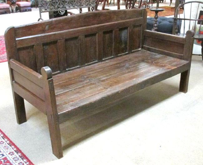LARGE 19TH C CARVED OAK BENCH OR DAYBED (1 of 4)