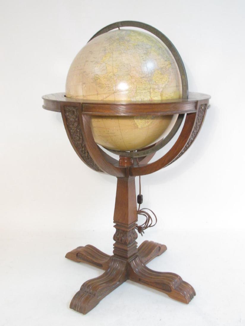 VINTAGE CRAM'S CARVED OAK FLOOR GLOBE (1 of 7)