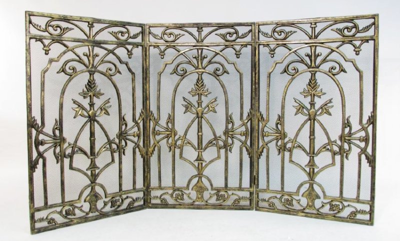 FAUX FINISHED IRON FIREPLACE SCREEN (1 of 6)
