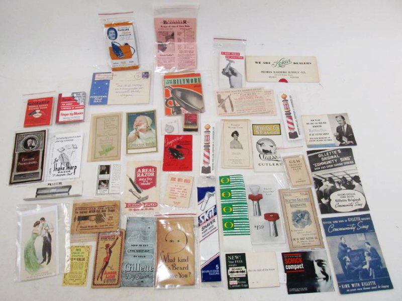 VINTAGE BARBERIANA, SHAVING & RAZOR EPHEMERA, ETC. (1 of 10)