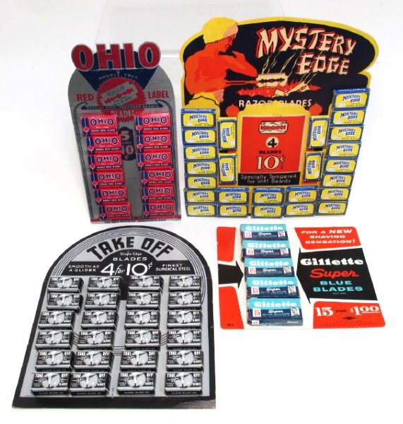 FOUR COMPLETE VINTAGE SAFETY RAZOR BLADE DISPLAYS (1 of 5)
