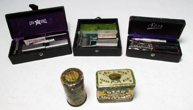 FIVE VINTAGE STAR KAMPFE BROS SAFETY RAZORS: TINS (1 of 8)