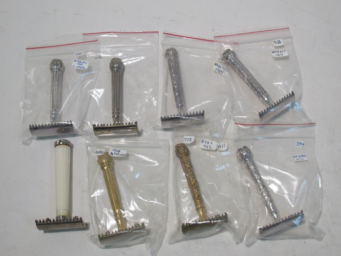 EIGHT VINTAGE GILLETTE SAFETY RAZORS UNUSUAL HANDL (1 of 9)