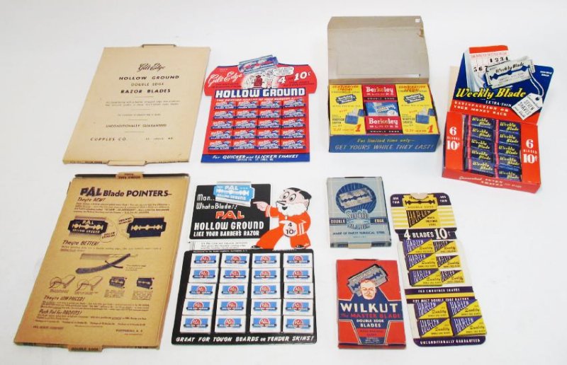 SEVEN ASSORTED SAFETY RAZOR BLADE DISPLAYS (1 of 9)