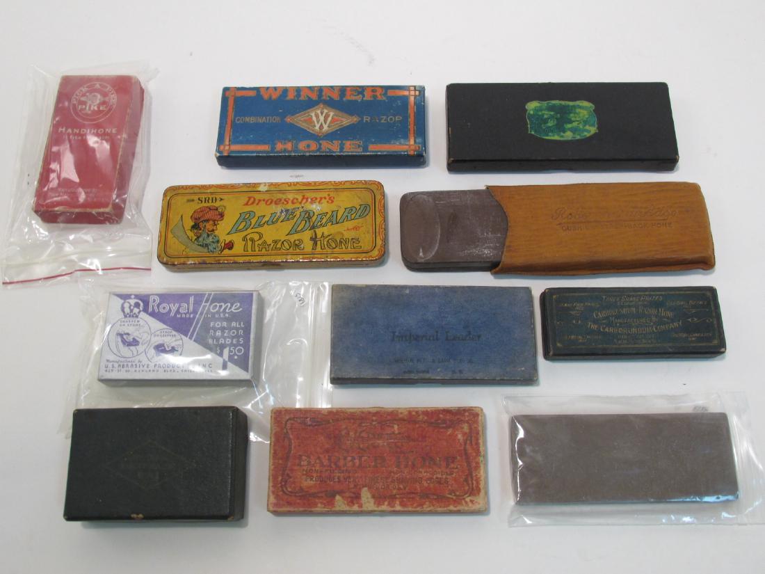 ELEVEN VINTAGE SAFETY RAZOR HONES & STROP STONES (1 of 8)