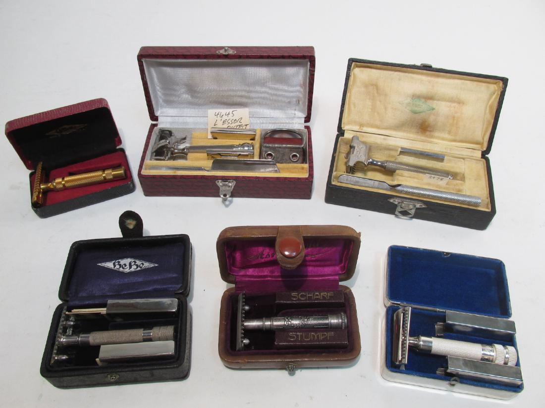 SIX VINTAGE SAFETY RAZORS: GILLETTE, LOUIS, BEBE (1 of 9)