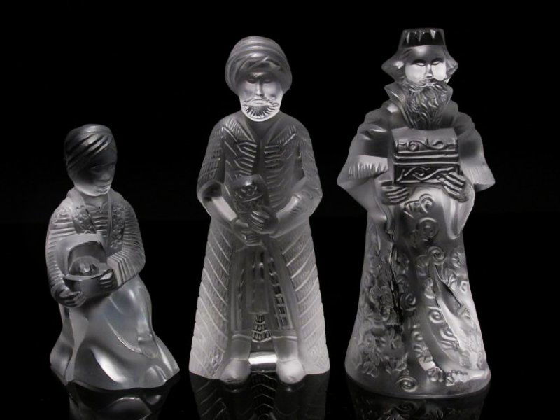 THREE LALIQUE "WISE MEN" CRYSTAL FIGURINES (1 of 4)