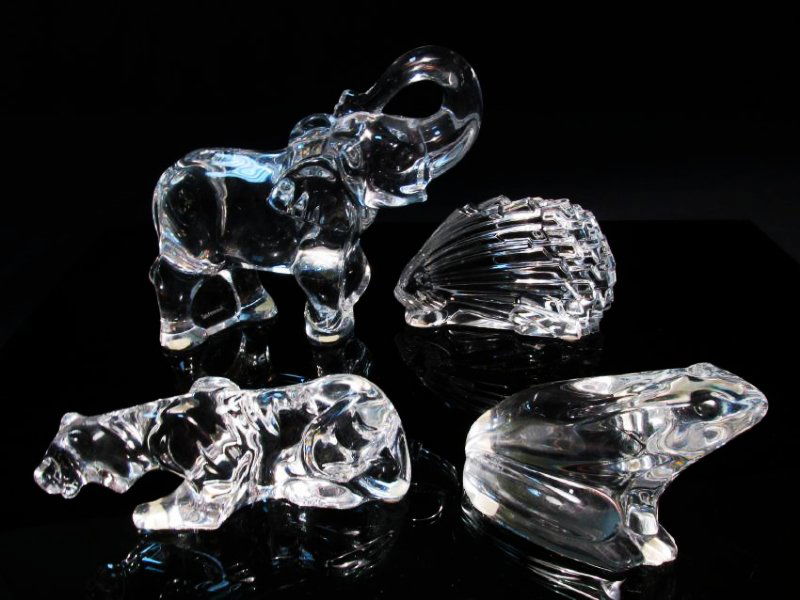 FOUR BACCARAT CLEAR CRYSTAL ANIMALS: ELEPHANT ETC. (1 of 7)