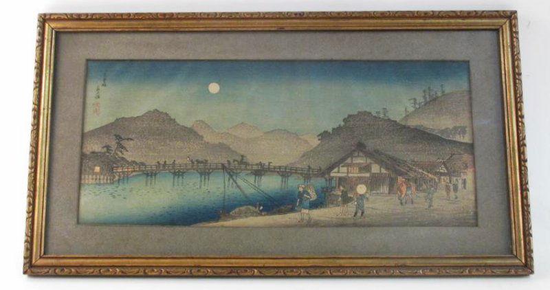 ANTIQUE FRAMED JAPANESE WOODBLOCK PRINT (1 of 7)