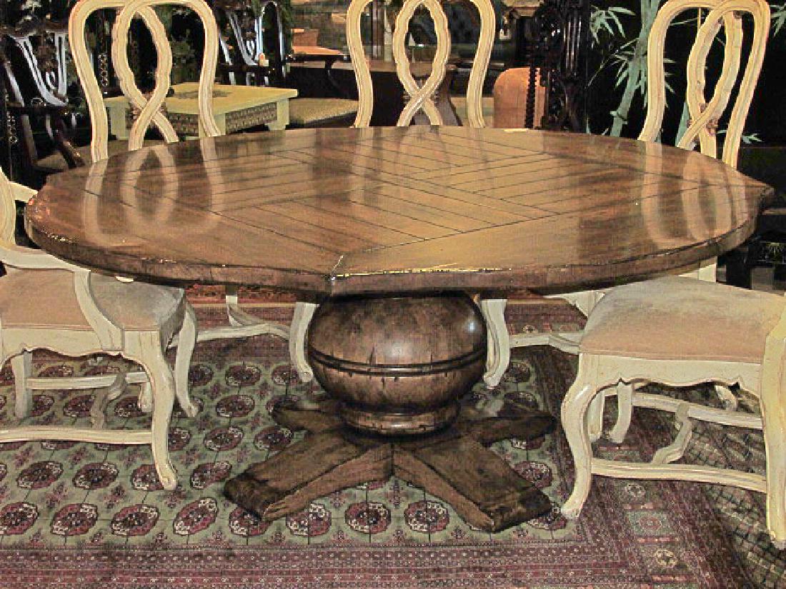 LARGE FRENCH COUNTRY STYLE PEDESTAL DINING TABLE (1 of 8)