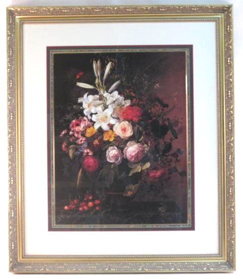 LARGE FRAMED FLORAL PRINT (1 of 7)