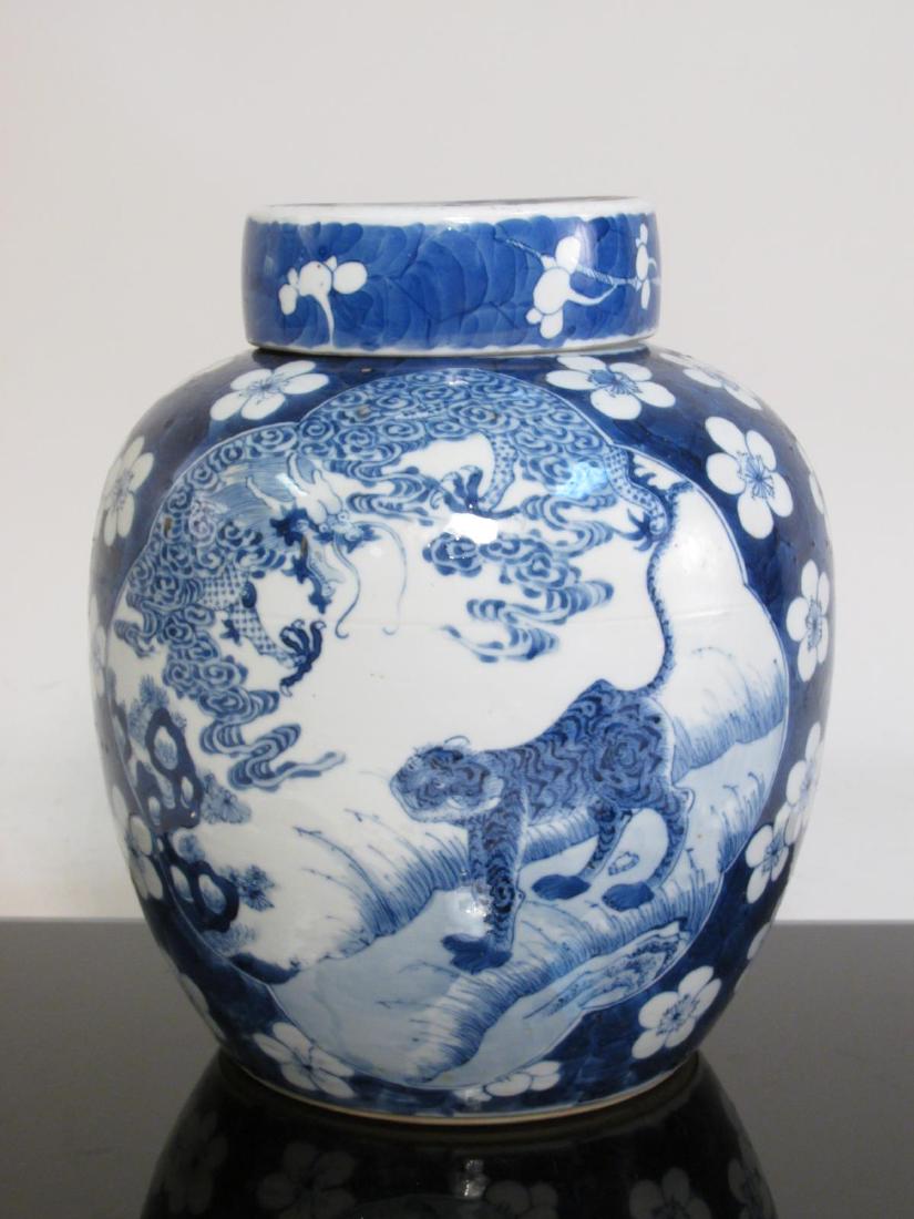 CHINESE QING DYNASTY PRUNUS & TIGER GINGER JAR (1 of 8)