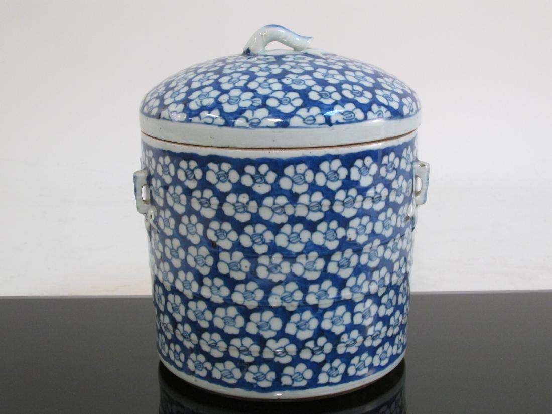 CHINESE MID QING DYNASTY BLUE & WHITE CYLINDER JAR (1 of 10)