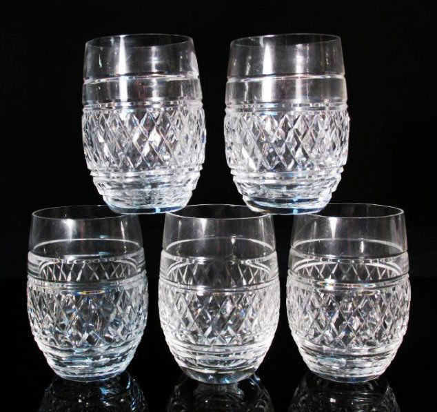 FIVE WATERFORD "CASTLETOWN" CUT CRYSTAL TUMBLERS (1 of 2)