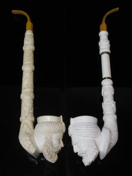 TWO LARGE CARVED MEERSCHAUM SAXOPHONE STYLE PIPES (1 of 9)