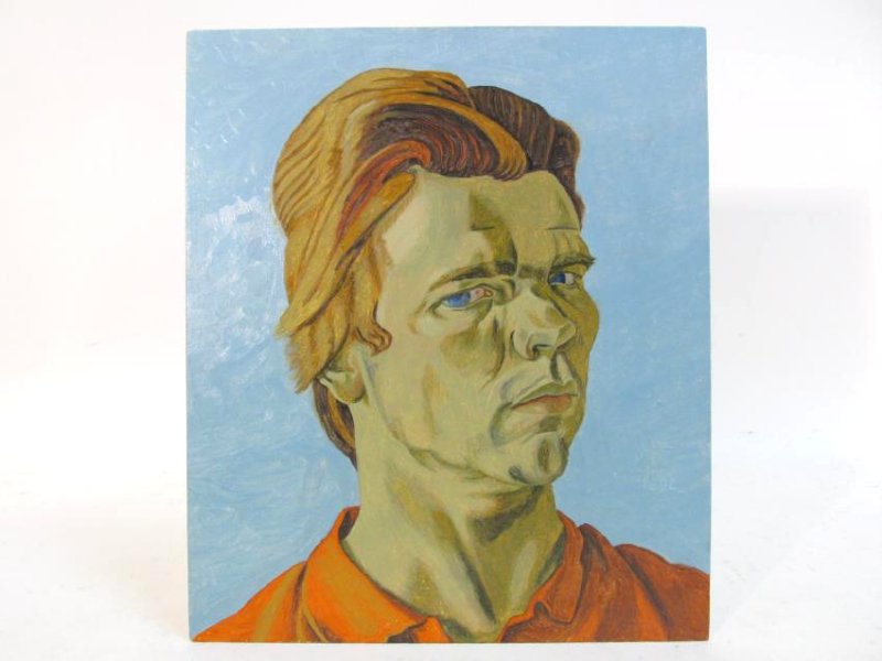 PHILIP AKKERMAN OIL ON MASONITE PAINTING SELF PORT (1 of 6)