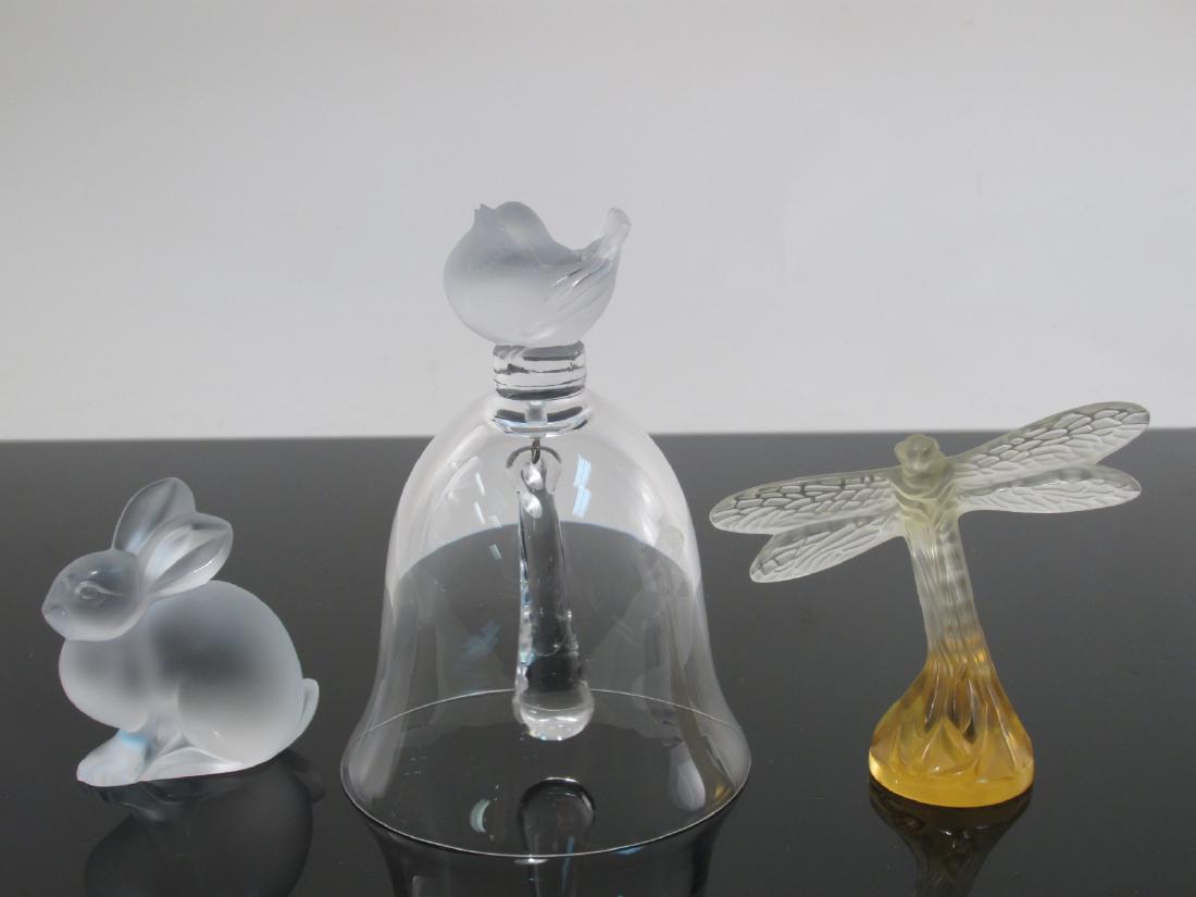LALIQUE CRYSTAL: DRAGONFLY, RABBIT, BIRD, 3 PCS (1 of 7)