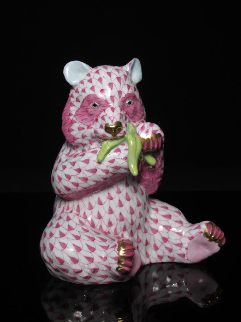 HEREND PINK FISHNET PORCELAIN PANDA BEAR (1 of 3)