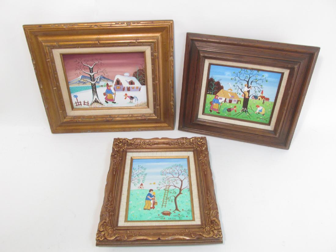 THREE SMALL OIL PAINTINGS BY LILIAN LATAL: NAIVE (1 of 6)
