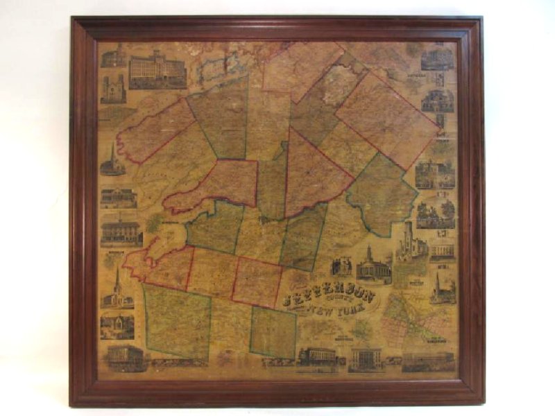 LARGE ANTIQUE HAND COLORED MAP JEFFERSON COUNTY NY (1 of 9)