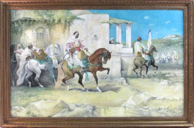 VINTAGE ACRYLIC ON BOARD AFTER ADOLF SCHREYER (1 of 7)