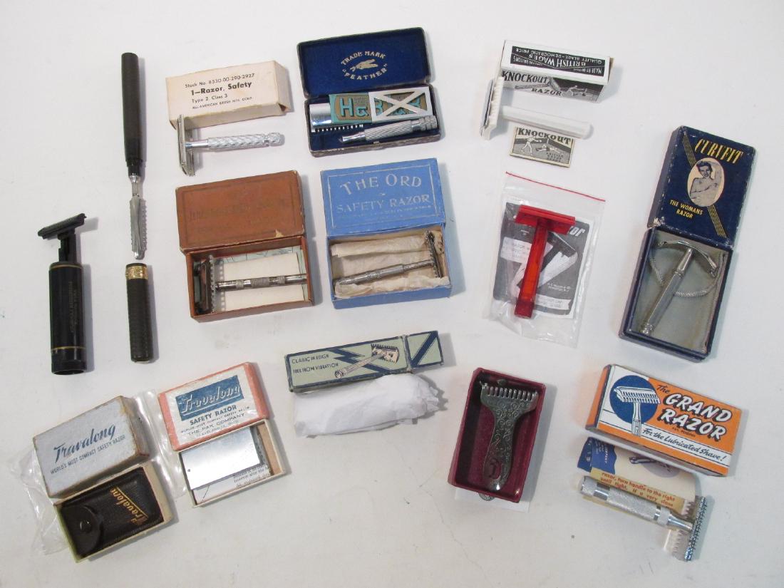 FOURTEEN VINTAGE SAFETY RAZORS: GRAND, ORD, ETC. (1 of 10)