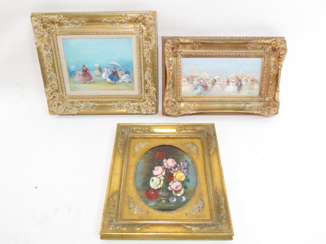 THREE FRAMED OIL PAINTINGS: STILL LIFE, ETC. (1 of 13)
