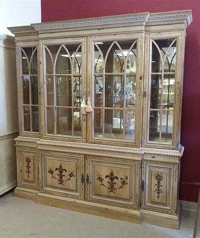 LARGE FANCHER FURN HAND PAINTED BREAKFRONT CABINET (1 of 4)