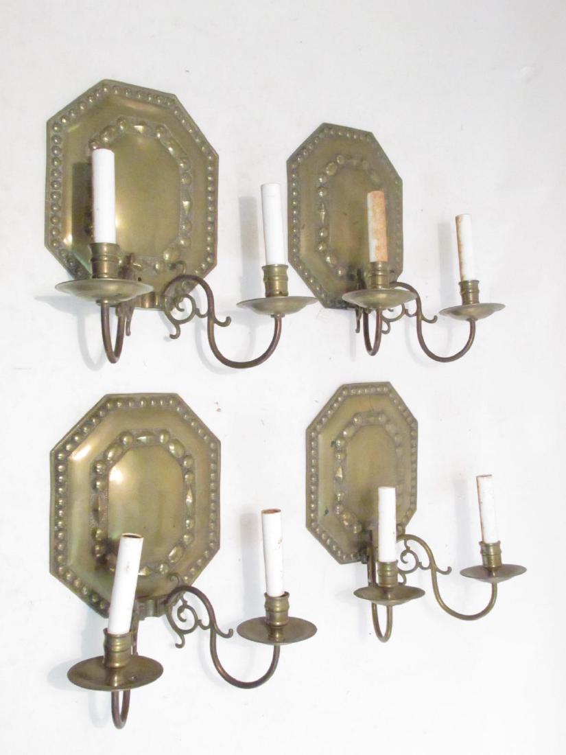 FOUR VINTAGE BRASS SCONCES (1 of 4)