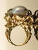LADIES 14K GOLD, MABE PEARL & DIAMOND COCKTAIL RIN