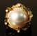 LADIES 14K GOLD, MABE PEARL & DIAMOND COCKTAIL RIN - 3