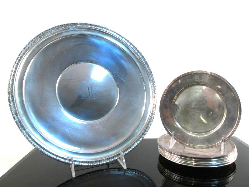 STERLING SILVER CHARGER & BREAD PLATES: 37.5 TROY (1 of 6)