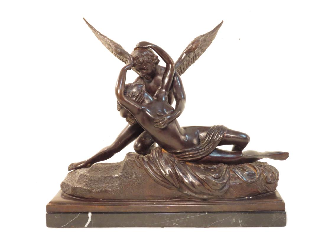 20TH C BRONZE SCULPTURE PSYCHE REVIVED CUPIDS KISS (1 of 4)