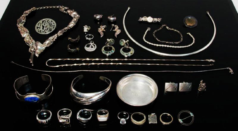 ESTATE STERLING SILVER JEWELRY LOT (1 of 13)