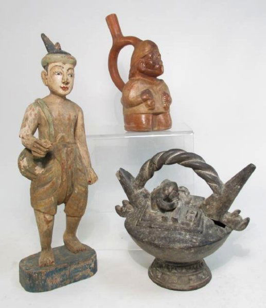 THREE TRIBAL ARTIFACTS.. COLUMBIAN? AFRICAN? THAI (1 of 10)