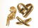 THREE LADIES 14K YELLOW GOLD BROOCHES