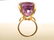 LADIES 14K YELLOW GOLD AMETHYST COCKTAIL RING SZ 6 - 3