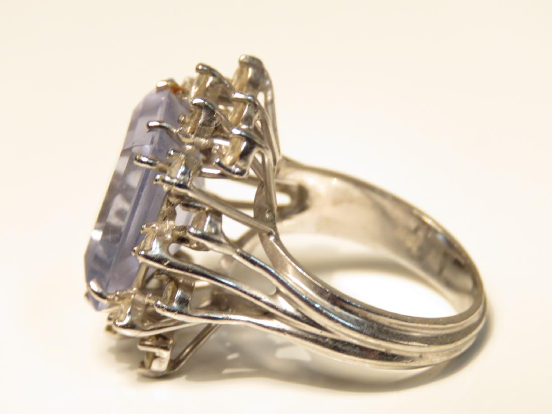 LADIES 10K W GOLD DIAMOND AQUAMARINE COCKTAIL RING (1 of 3)