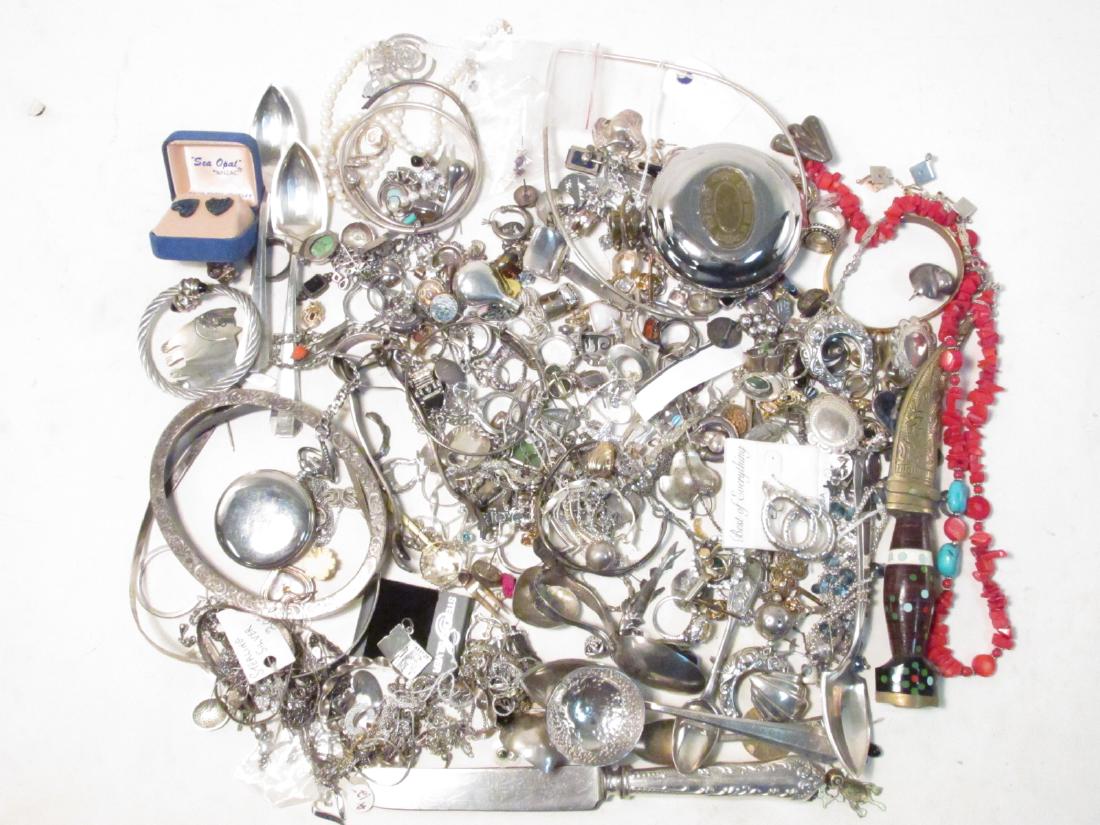 LARGE GROUP OF STERLING & OTHER COSTUME JEWELRY (1 of 11)