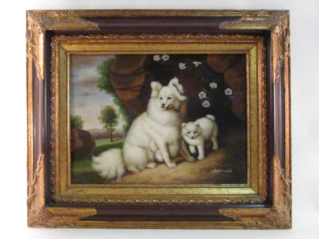 HENRY ROLAND OIL ON PANEL PAINTING: TWO DOGS (1 of 6)