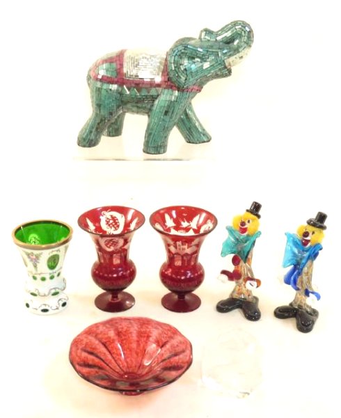 ESTATE ART GLASS LOT: BOHEMIAN, ENGRAVED ETC. 8 PC (1 of 10)