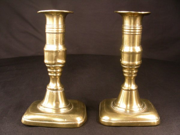 ANTIQUE 19th Century BRASS PUSH UP CANDLE STICKS