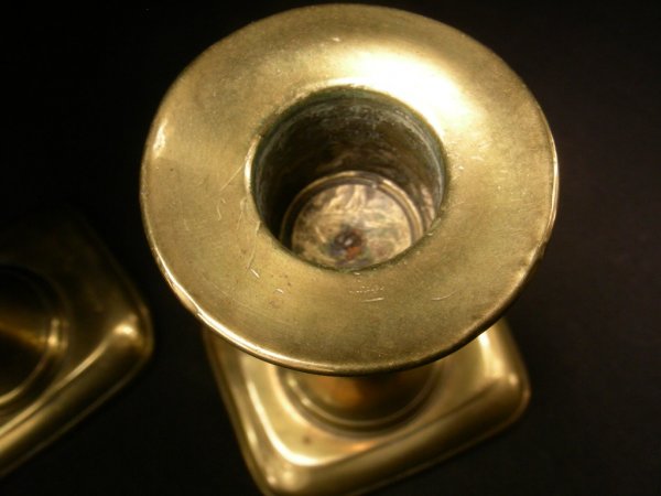 ANTIQUE 19th Century BRASS PUSH UP CANDLE STICKS - 5