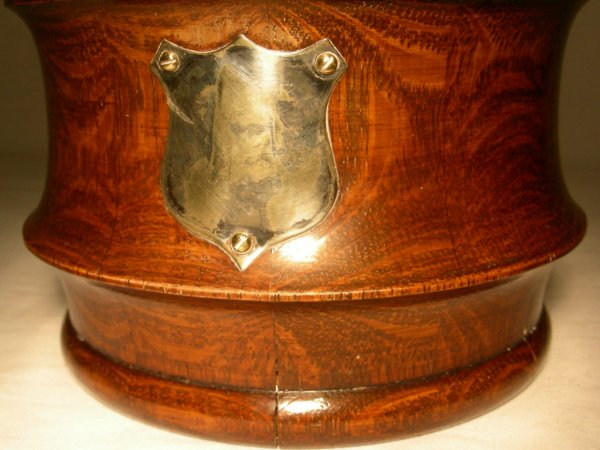 VINTAGE ENGLISH OAK & PORCELAIN ICE BUCKET - 2