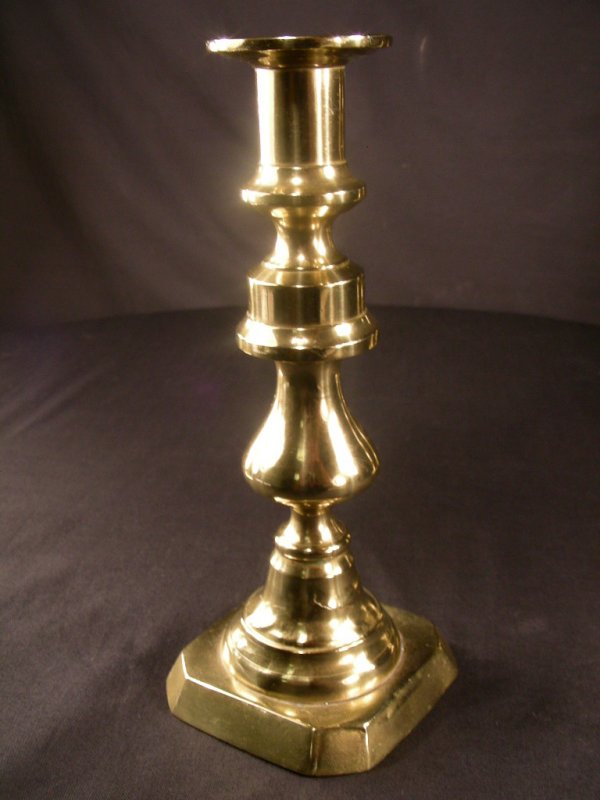 2 PAIR ANTIQUE 19TH CENTURY BRASS CANDLE STICKS - 6