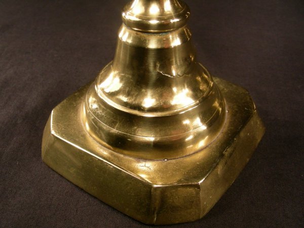 2 PAIR ANTIQUE 19TH CENTURY BRASS CANDLE STICKS - 7