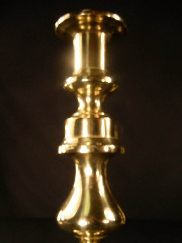 2 PAIR ANTIQUE 19TH CENTURY BRASS CANDLE STICKS - 8