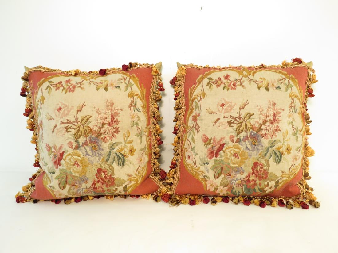 TWO NEEDLEPOINT THROW PILLOWS (1 of 5)