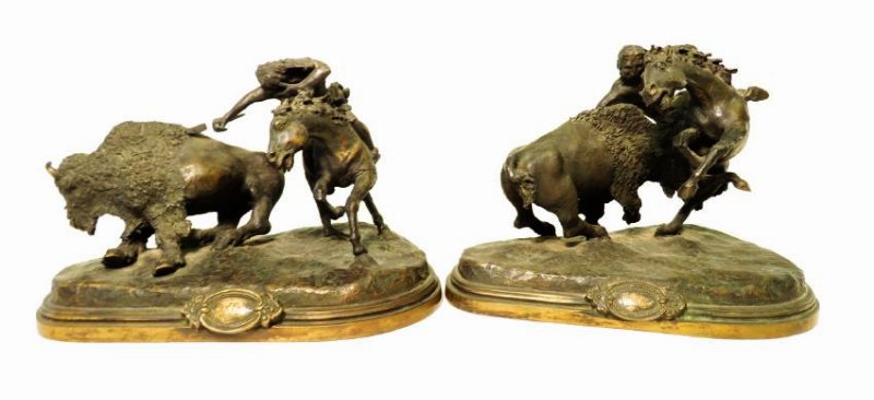 TWO VINTAGE EAGLE ART WORKS BRONZE SCULPTURES (1 of 12)